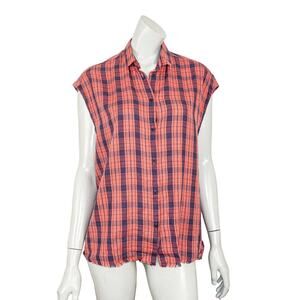 IRO Kenna sleeveless Button up Blouse Red Plaid Size Medium